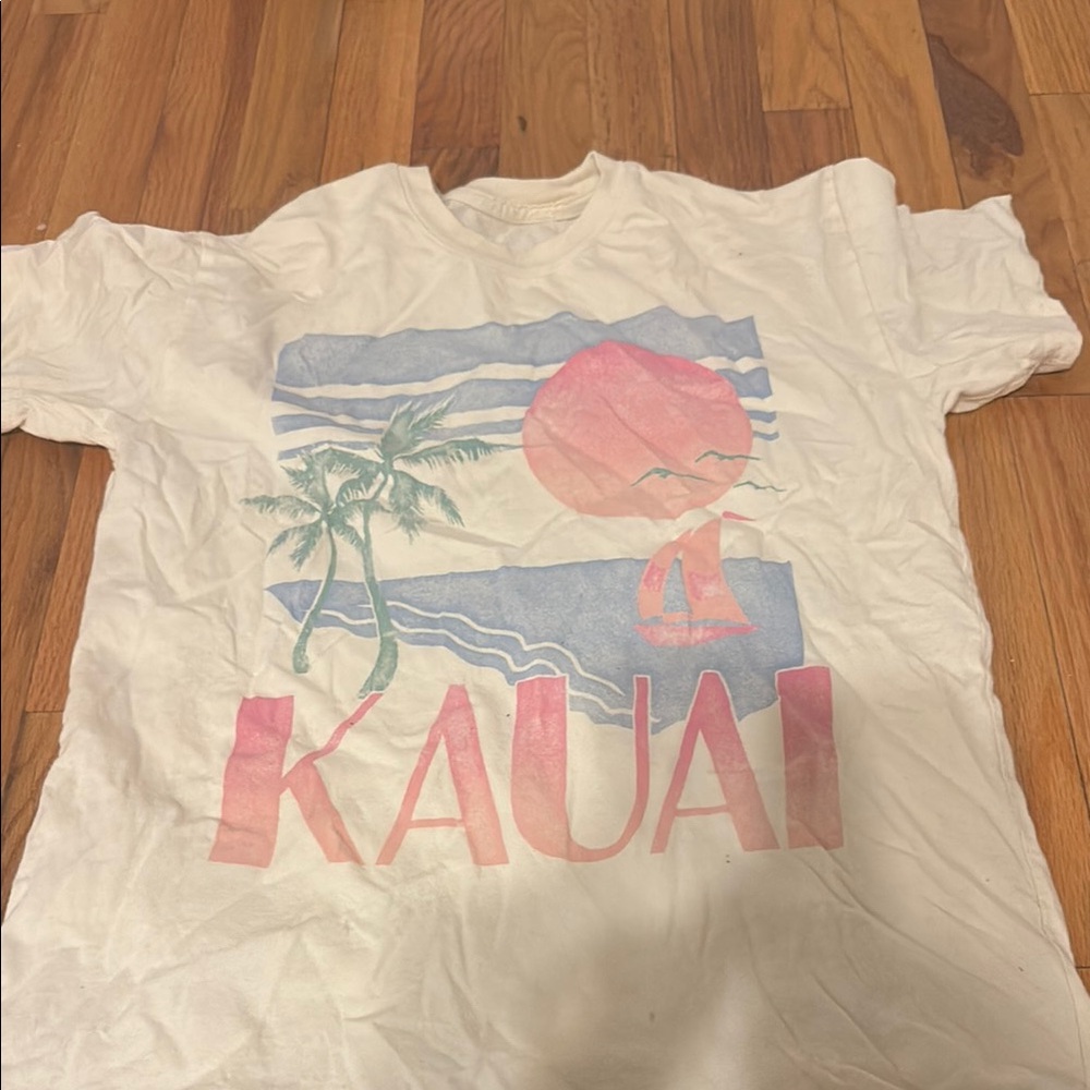 Kids White T-Shirt with Pink and Blue Print